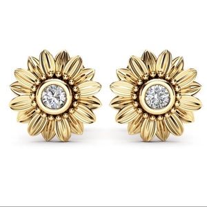 Gold Filled Cubic Zirconia Sunflower Earrings